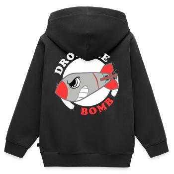 Ein BombenTStück für Bomber, die "Drop The Bomb" - Kinder Premium Organic Zip Hoodie - Schwarz - Hinten - AI Model Kid Male (0cm)