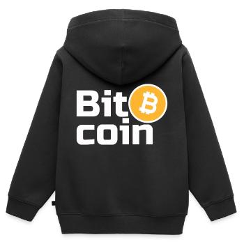 Bitcoin - Sweat Premium à capuche zippé enfant bio - noir - Dos - AI Model Kid Male (0cm)