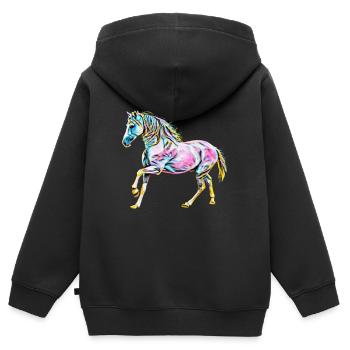 Cheval - Sweat Premium à capuche zippé enfant bio - noir - Dos - AI Model Kid Male (0cm)