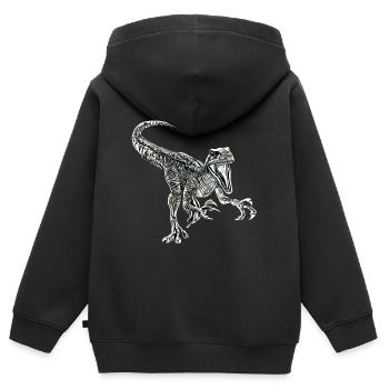 Velociraptor - Kinder Premium Organic Zip Hoodie - Schwarz - Hinten - AI Model Kid Male (0cm)