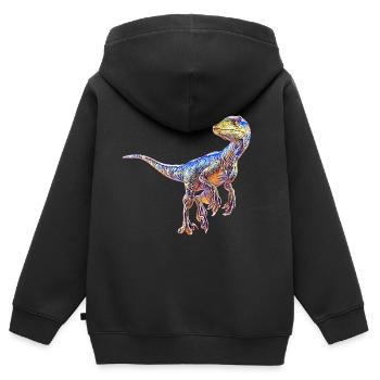 Velociraptor - Kinder Premium Organic Zip Hoodie - Schwarz - Hinten - AI Model Kid Male (0cm)