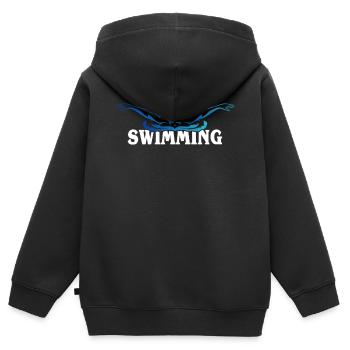 Schwimmen- Shirt Schwimmreifen Pool Wasser Geschen - Kinder Premium Organic Zip Hoodie - Schwarz - Hinten - AI Model Kid Male (0cm)