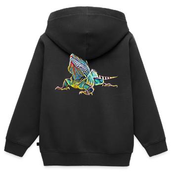 Leguan - Kinder Premium Organic Zip Hoodie - Schwarz - Hinten - AI Model Kid Male (0cm)