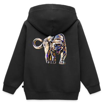 Panthère - Sweat Premium à capuche zippé enfant bio - noir - Dos - AI Model Kid Male (0cm)