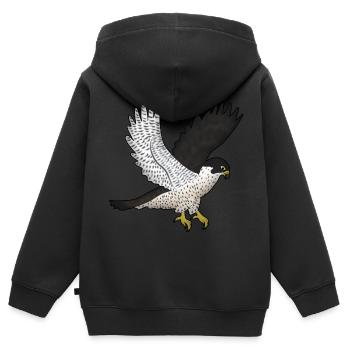 Wanderfalke Fliegt - Kinder Premium Organic Zip Hoodie - Schwarz - Hinten - AI Model Kid Male (0cm)