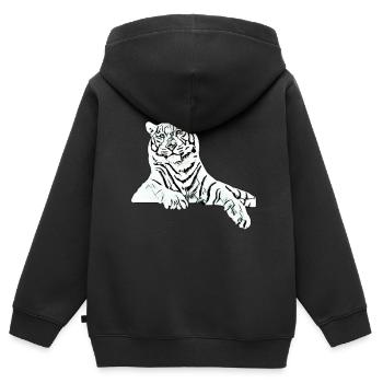 Tiger - Kinder Premium Organic Zip Hoodie - Schwarz - Hinten - AI Model Kid Male (0cm)