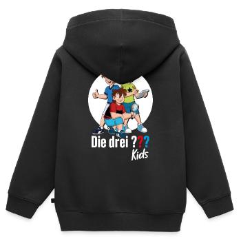 Die Drei ??? Kids Justus, Peter, Bob. - Kinder Premium Organic Zip Hoodie - Schwarz - Hinten - AI Model Kid Male (0cm)