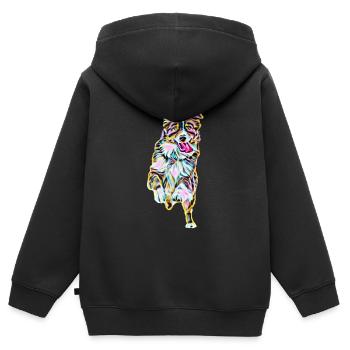 Border Collie - Kinder Premium Organic Zip Hoodie - Schwarz - Hinten - AI Model Kid Male (0cm)