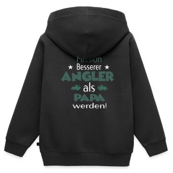 Mission Besserer Angler als Papa werden - Kinder Premium Organic Zip Hoodie - Schwarz - Hinten - AI Model Kid Male (0cm)