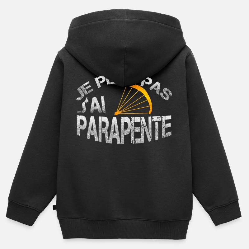 Parapente - Sweat Premium à capuche zippé enfant bio - noir