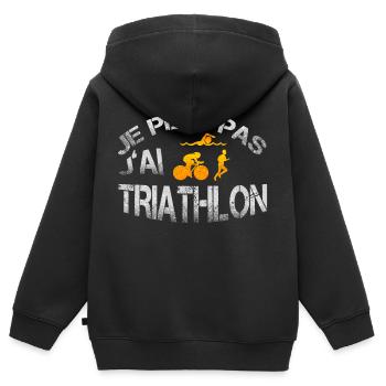 Ich hab Triathlon – Ausreden tabu - Kinder Premium Organic Zip Hoodie - Schwarz - Hinten - AI Model Kid Male (0cm)