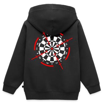 Dart Bullseye Dartspieler - Kinder Premium Organic Zip Hoodie - Schwarz - Hinten - AI Model Kid Male (0cm)