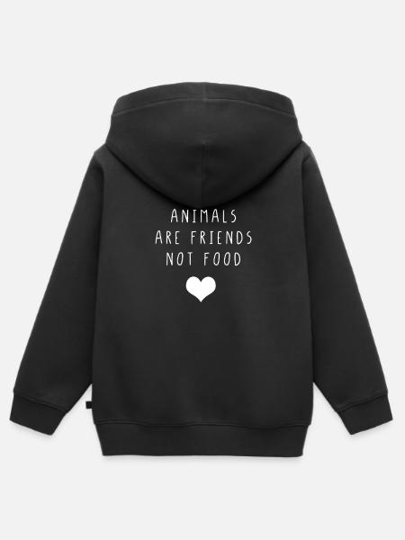 Les animaux sont des amis, pas de la nourriture - Sweat Premium à capuche zippé enfant bio - noir