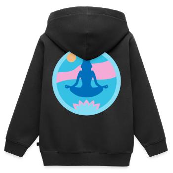 Yoga - Sweat Premium à capuche zippé enfant bio - noir - Dos - AI Model Kid Male (0cm)