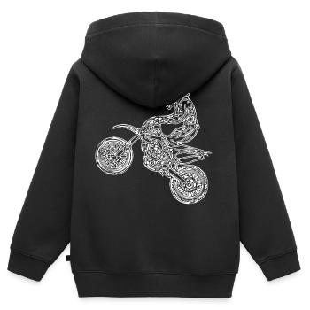 Motorcross Bike - Motorrad im Sprung - Kinder Premium Organic Zip Hoodie - Schwarz - Hinten - AI Model Kid Male (0cm)