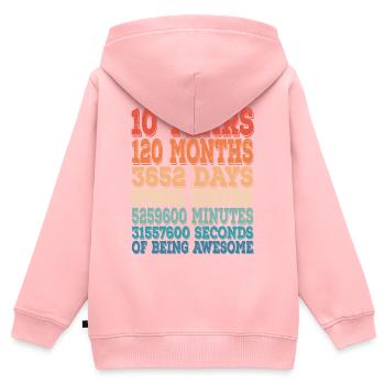 10 Jahre 120 Monate 3652 Tage 87660 Stunden - Kinder Premium Organic Zip Hoodie - Rosa - Hinten - AI Model Kid Female (0cm)