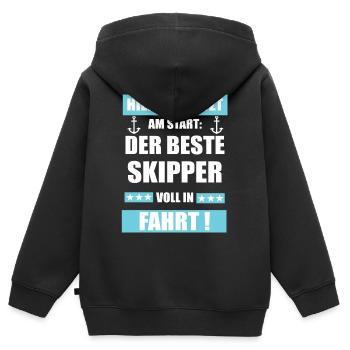 Skipper Anker Spruch - Kinder Premium Organic Zip Hoodie - Schwarz - Hinten - AI Model Kid Male (0cm)