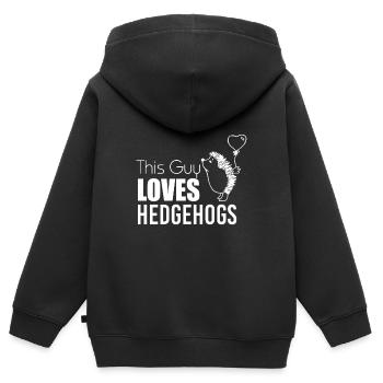 Hérisson hérissons - Sweat Premium à capuche zippé enfant bio - noir - Dos - AI Model Kid Male (0cm)