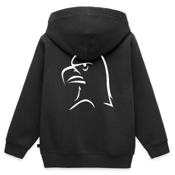 Adler - Kinder Premium Organic Zip Hoodie - Schwarz - Hinten - AI Model Kid Male (0cm)