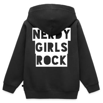 Nerdy Girls Rock - Kinder Premium Organic Zip Hoodie - Schwarz - Hinten - AI Model Kid Male (0cm)