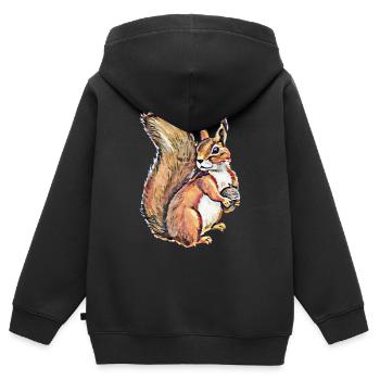 Écureuil roux - Sweat Premium à capuche zippé enfant bio - noir - Dos - AI Model Kid Male (0cm)