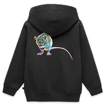 rat - Kids Premium Organic Zip-up Hoodie - black - Back - AI Model Kid Male (0cm)