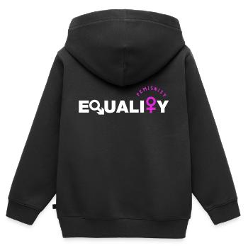 Feminist - Feminismus - Equality - Kinder Premium Organic Zip Hoodie - Schwarz - Hinten - AI Model Kid Male (0cm)