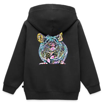 rat - Kids Premium Organic Zip-up Hoodie - black - Back - AI Model Kid Male (0cm)