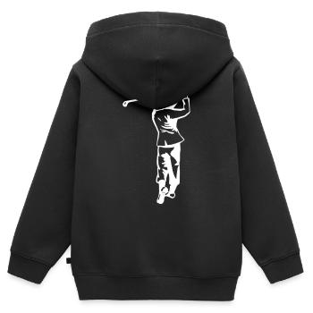 Golf - Golf - Golfeurs - Sweat Premium à capuche zippé enfant bio - noir - Dos - AI Model Kid Male (0cm)