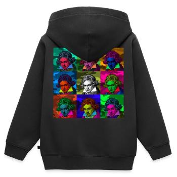 Pop-Art Ludwig van Beethoven - Kinder Premium Organic Zip Hoodie - Schwarz - Hinten - AI Model Kid Male (0cm)