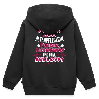 Altenpflegerin - Kinder Premium Organic Zip Hoodie - Schwarz - Hinten - AI Model Kid Male (0cm)