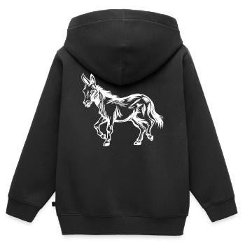 Esel,Donkey,Muli Züchter Liebhaber Shirt Geschenk - Kinder Premium Organic Zip Hoodie - Schwarz - Hinten - AI Model Kid Male (0cm)