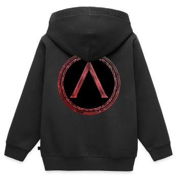 Sparta Lambda Symbol Keltisch Feuerrot - Kinder Premium Organic Zip Hoodie - Schwarz - Hinten - AI Model Kid Male (0cm)