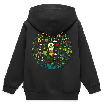 green planet sketch in colorful - Kids Premium Organic Zip-up Hoodie - black - Back - AI Model Kid Male (0cm)