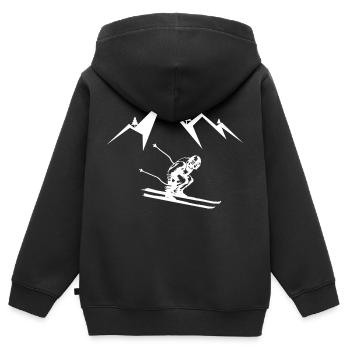 Skifahrer Skifahren - Kinder Premium Organic Zip Hoodie - Schwarz - Hinten - AI Model Kid Male (0cm)