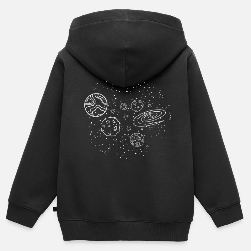 Astronomie - espace - espace - idée cadeau - Sweat Premium à capuche zippé enfant bio - noir