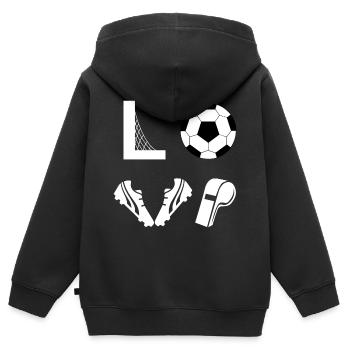 I Love Soccer - Kinder Premium Organic Zip Hoodie - Schwarz - Hinten - AI Model Kid Male (0cm)