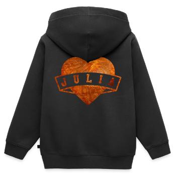Julia - Kinder Premium Organic Zip Hoodie - Schwarz - Hinten - AI Model Kid Male (0cm)