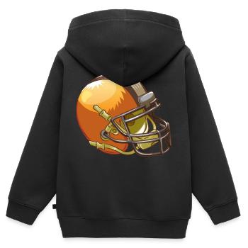 Football Helm - Kinder Premium Organic Zip Hoodie - Schwarz - Hinten - AI Model Kid Male (0cm)