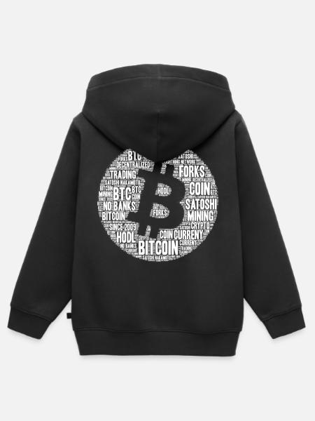 Bitcoin LOGO BTC BUBBLE voor alle cryptoliefhebbers - Kinder Premium zip hoodie biologisch - zwart