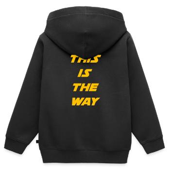 das ist der weg05 - Kinder Premium Organic Zip Hoodie - Schwarz - Hinten - AI Model Kid Male (0cm)
