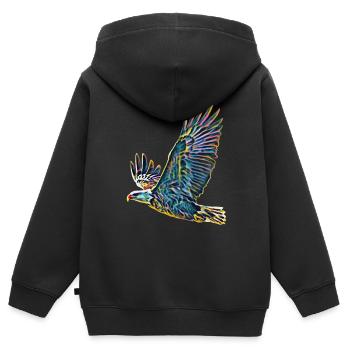 Adler - Kinder Premium Organic Zip Hoodie - Schwarz - Hinten - AI Model Kid Male (0cm)