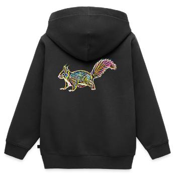 Écureuil roux - Sweat Premium à capuche zippé enfant bio - noir - Dos - AI Model Kid Male (0cm)