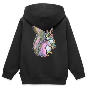 Écureuil roux - Sweat Premium à capuche zippé enfant bio - noir - Dos - AI Model Kid Male (0cm)