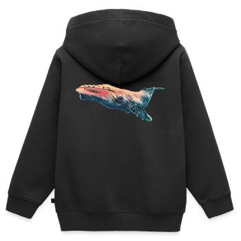 Baleine à bosse - Sweat Premium à capuche zippé enfant bio - noir - Dos - AI Model Kid Male (0cm)