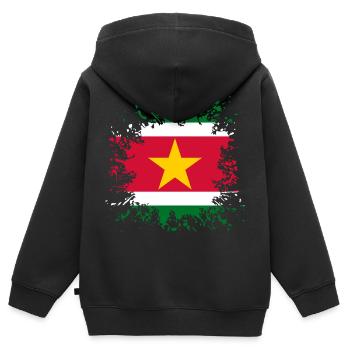 Suriname Flagge Farbspritzer - Kinder Premium Organic Zip Hoodie - Schwarz - Hinten - AI Model Kid Male (0cm)