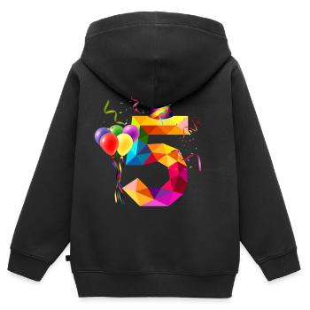 5ÈME ANNIVERSAIRE - ANNIVERSAIRE ENFANT - 5 ANS - Sweat Premium à capuche zippé enfant bio - noir - Dos - AI Model Kid Male (0cm)