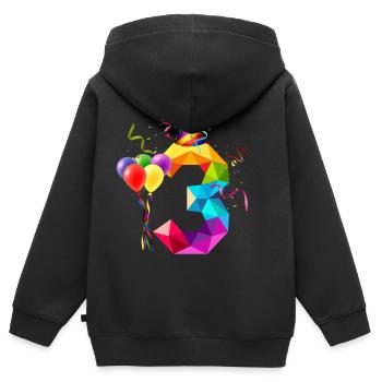 3. GEBURTSTAG - GEBURTSTAGSKIND - 3 JAHRE ALT - Kinder Premium Organic Zip Hoodie - Schwarz - Hinten - AI Model Kid Male (0cm)
