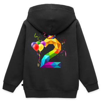 2ÈME ANNIVERSAIRE - ANNIVERSAIRE ENFANT - 2 ANS - Sweat Premium à capuche zippé enfant bio - noir - Dos - AI Model Kid Male (0cm)