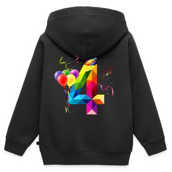 4. GEBURTSTAG - GEBURTSTAGSKIND - 4 JAHRE ALT - Kinder Premium Organic Zip Hoodie - Schwarz - Hinten - AI Model Kid Male (0cm)